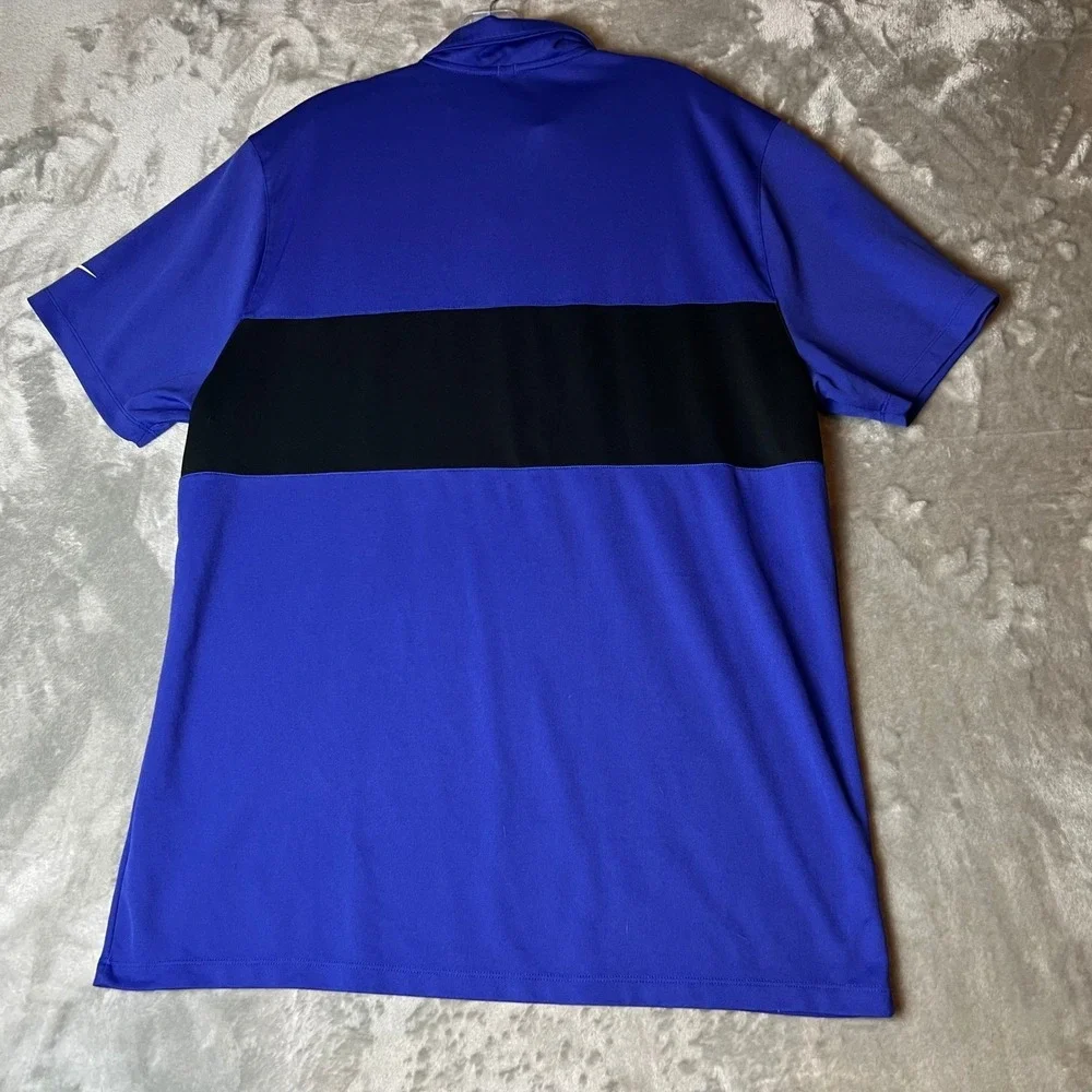 Nike Golf Polo Shirt Mens Golfing Athletic Black Blue Sport Activewear